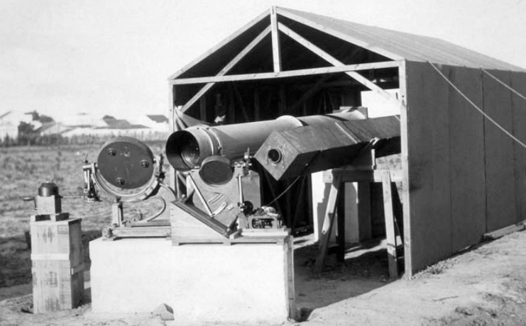 Telescopio de 4 pulgadas usado en la expedición a Sobral, Brasil. Fuente: Museo de Ciencia de Londres.